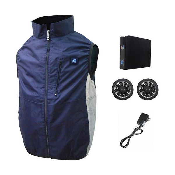 7.4V胸スイッチ式空調ベストR(フルハーネス対応)フルセット ネイビー LLーXLサイズ MESH-BR-060-LLXL-NV 1式（直送品）