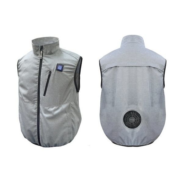 7.4V胸スイッチ式空調ベストR1つ穴タイプ裏チタン加工 フルセット 杢色 LLーXLサイズ MESH-BR-089-LLXL 1式（直送品）