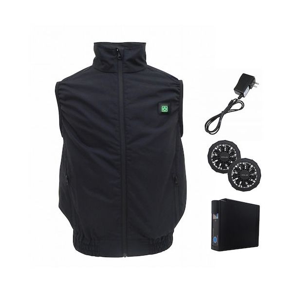 7.4V高密度胸スイッチ式空調ベストR(フルハーネス対応)フルセット ブラック MーLサイズ MESH-BR-S578-ML-BK 1式（直送品）