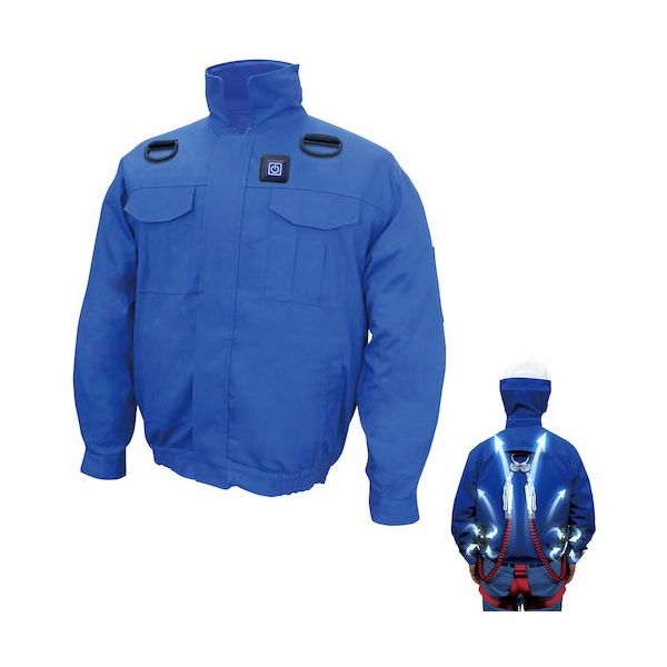 7.4V胸スイッチ式綿100%空調エアコン服R(フルハーネス対応)服のみ ブルー LLサイズ MESH-BR-7000-1-LL-BL 1着（直送品）