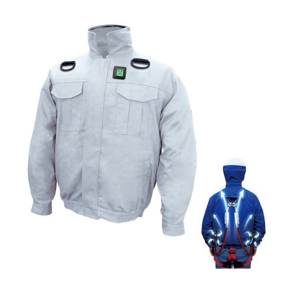 7.4V胸スイッチ式綿100%空調エアコン服R(フルハーネス対応)服のみ シルバー XLサイズ MESH-BR-7000-1-XL-SL（直送品）