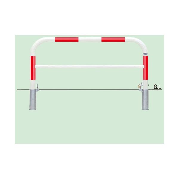 帝金 バリカー横型 スチール製 焼付塗装(赤白)横浅あり脱着式カギ付 82PK3-15RW 1本 624-4908（直送品）