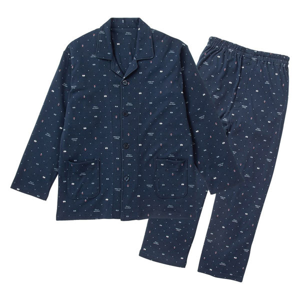 ベイシア STRETCH+ 快適パジャマ 兵隊柄 Lサイズ ネイビー