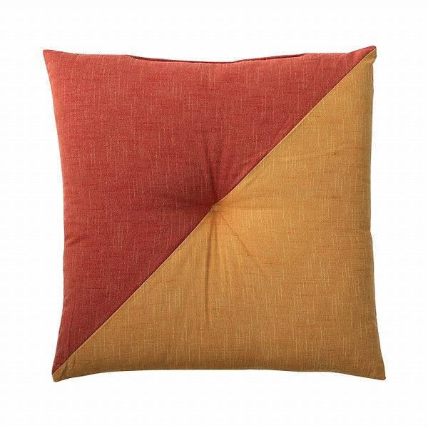 オレンジ花柄座布団8枚 先染め織物生地 座布団 単品 60×60cm イケヒコ (旅館/飲食店/和