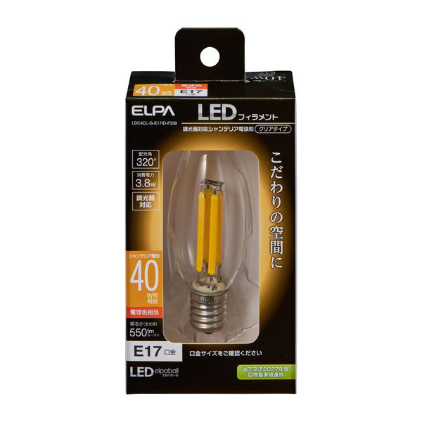 朝日電器 フィラメントLED電球シャンデリアC/D LDC4CL-G-E17/D