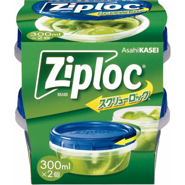 旭化成ホームプロダクツ 保存容器 ジップロック スクリューロック 300ml 2個入 00404709 1ケース(24個)（直送品）