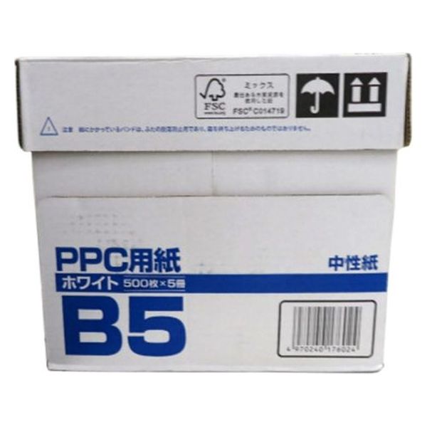 イデシギョー プリンター用紙 IDEホワイトコピー用紙 B5 500枚入 00408062 1ケース(5個)（直送品）