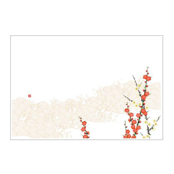 カミイソ産商 テーブルマット 上質No.132 梅:波柄 00533605 1袋(100個)（直送品）