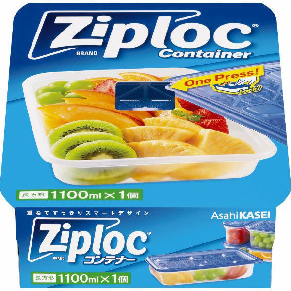 旭化成ホームプロダクツ 保存容器 ジップロック コンテナー 長方形1100ml 1個入 00546927 1袋（直送品）