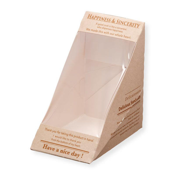ペーパークラフト サンドイッチ容器 三角サンド ワンタッチ箱 柄付 00764468 1ケース(500個(100個×5))（直送品）