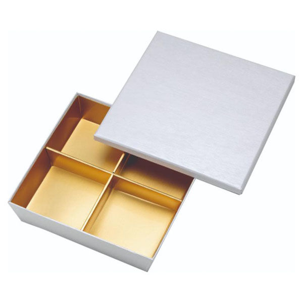 アヅミ産業 弁当容器 HSH テーパー型 松花堂 4仕切板付 (白木目内金) 00765745 1ケース(60個(15個×4))（直送品）