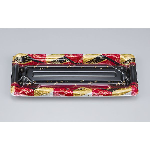 シーピー化成 刺身容器 SF鮨板15 菱紋赤本体 0277615008155 1ケース(1200個(50個×24))（直送品）