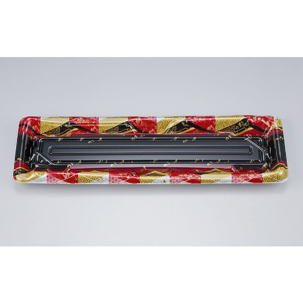 シーピー化成 刺身容器 SF鮨板18 菱紋赤本体 0277618008155 1ケース(800個(50個×16))（直送品）