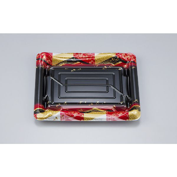 シーピー化成 刺身容器 SF鮨板23 菱紋赤本体 0277623008155 1ケース(1200個(50個×24))（直送品）