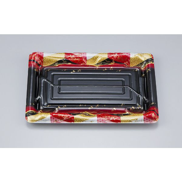シーピー化成 刺身容器 SF鮨板24 菱紋赤本体 0277624008155 1ケース(900個(50個×18))（直送品）