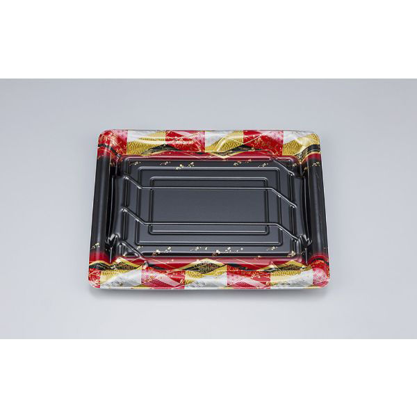 シーピー化成 刺身容器 SF鮨板34 菱紋赤本体 0277634008155 1ケース(600個(50個×12))（直送品）