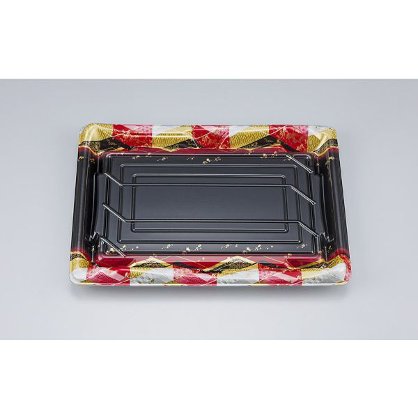 シーピー化成 刺身容器 SF鮨板35 菱紋赤本体 0277635008155 1ケース(400個(50個×8))（直送品）