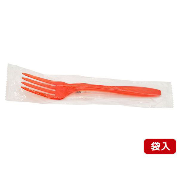 ホウケン産業 使い捨てフォーク カラーフォーク160mm クリアレッド 個包装 311561 1ケース(3000個(100個×30))（直送品）