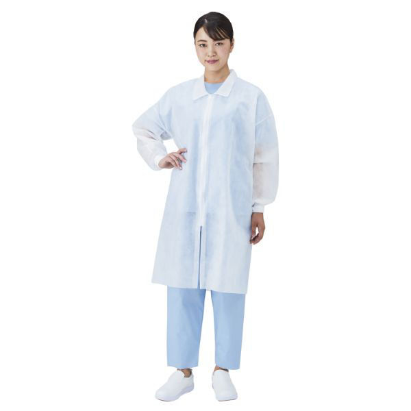 メディテックジャパン ディスポ白衣 リブ付不織布白衣 ジッパータイプ 2L 617721 1ケース(50個)（直送品）