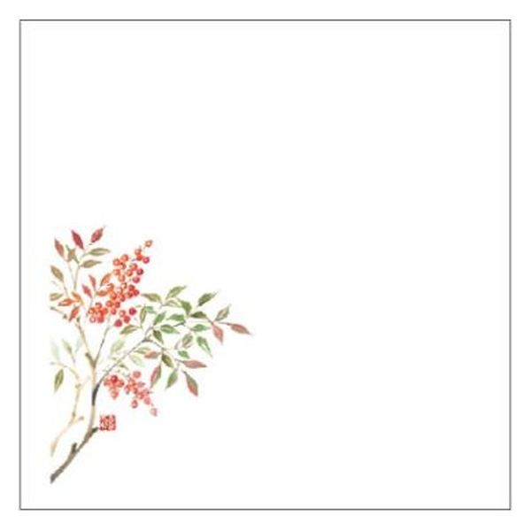 カミイソ産商 敷紙 和紙5寸懐紙 No.7257 南天 70027257 1袋(100個)（直送品）