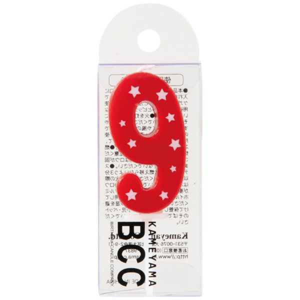 カメヤマ 贈答用飾り ナンバーキャンドル スター 9番 レッド B7539-07-09RE 1ケース(120個(10個×12))（直送品）