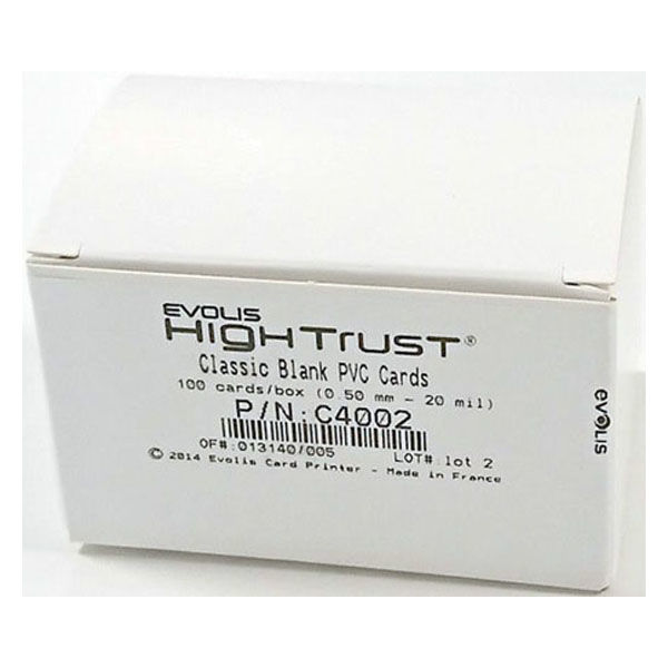 EVOLIS 陳列備品 白無地IDカード(薄口) 0.5 mm 100枚入 C4002 1点（直送品）