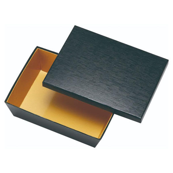 弁当容器 HSH-172-130 テーパー型貼箱 (黒つむぎ 内金茶) HSH172-130BKTIG 1ケース(100個(25個×4))（直送品）