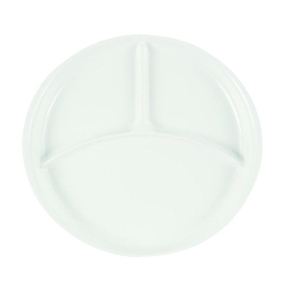 パール金属 メラミン食器 あつかいやすい仕切付ラウンドプレート(ホワイト) K-6387 1ケース(5個)（直送品）
