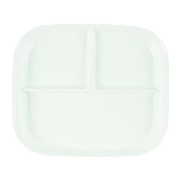 パール金属 メラミン食器 あつかいやすい仕切付スクエアプレート(ホワイト) K-6388 1ケース(5個)（直送品）