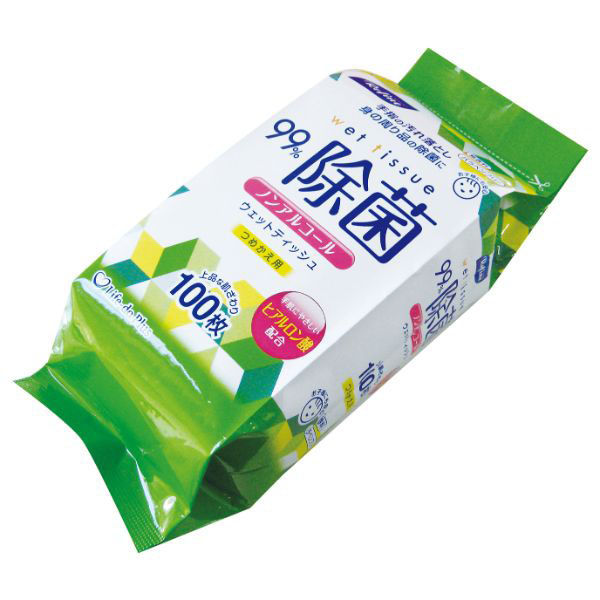 Life-do.Plus ウェットティッシュ LD-107 リファイン ノンアルコール除菌 ボトルつめかえ(100枚) 1袋（直送品）