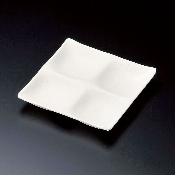 マイン メラミン食器 M11-359 角プレート 四つ仕切り クリーム 1袋（直送品）