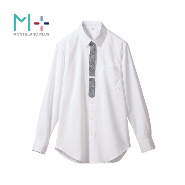 住商モンブラン ストレッチシャツ シャツ 兼用 長袖 白/グレー M SS004-01_M 1点（直送品）