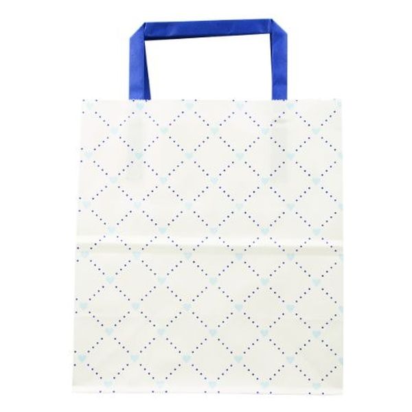 パックタケヤマ 紙手提袋 H平181 ハートキルティング ブルー XZT69919 1ケース(200個(50個×4))（直送品）