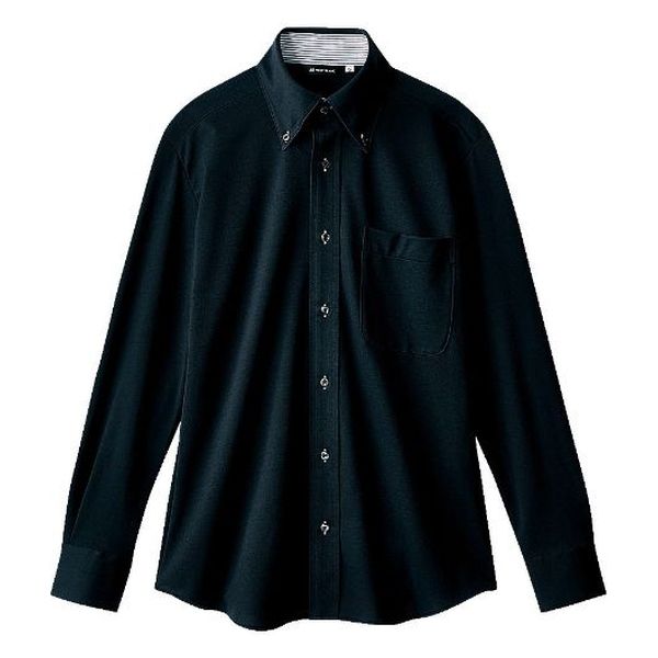 住商モンブラン ボタンダウンシャツ ZK2711-1CB_SSS ニットシャツ 兼用 長袖 黒 SSS 1点（直送品）