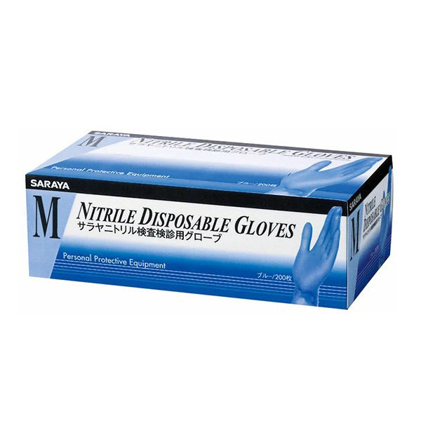 サラヤ ニトリル検査検診用グローブ ブルー Mサイズ 手袋 医療病院 51082 1箱(1個(200枚入)x10)（直送品）