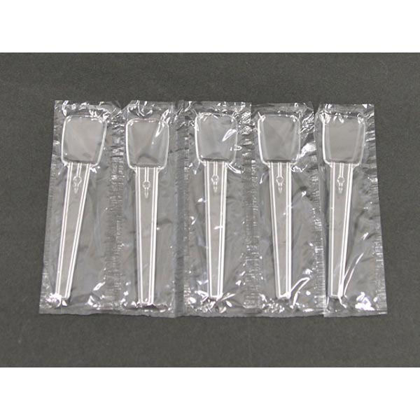 東商化学 使い捨てスプーン 5連 角スプーン #90 透明 00015667 1袋(1000個)（直送品）