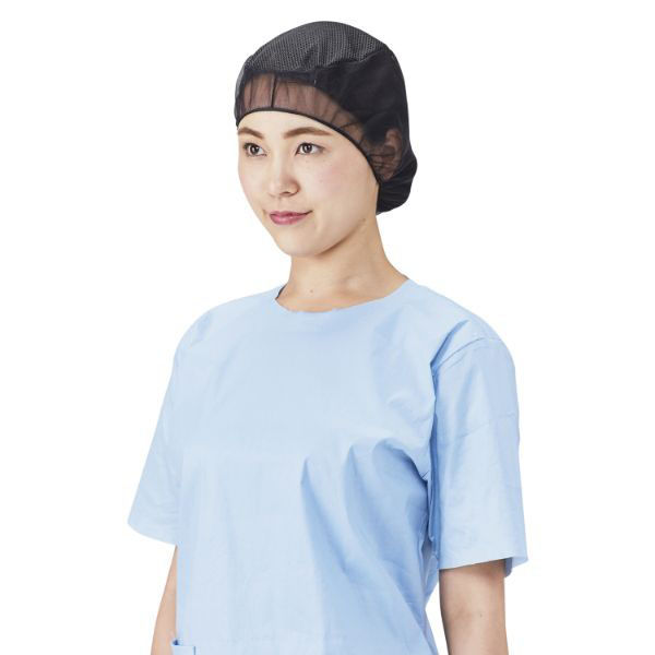 メディテックジャパン ヘアキャップ ネットキャップ フリー ブラック 00423954 1袋(50個)（直送品）