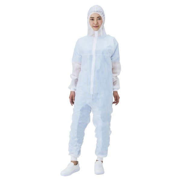 メディテックジャパン ディスポ白衣 リブ付ジャンプスーツ フード付キ 2L 617777 1ケース(50個)（直送品）