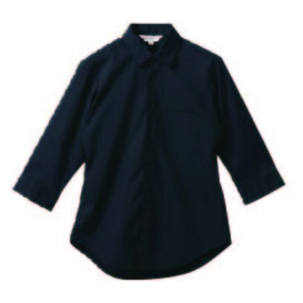 サンユニフォーム ユニフォーム 七分袖シャツ(ブラック)