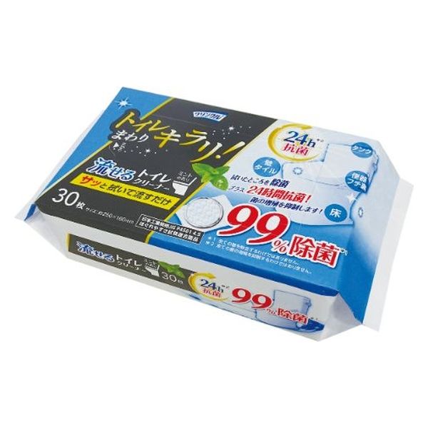 Life-do.Plus トイレクリーナー LD-623 クリンクル トイレまわりキラリ 流せるトイレクリーナー(30枚1P) 1袋（直送品）