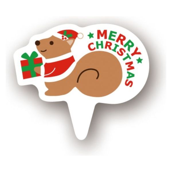 天満紙器 XG301 ケーキピック(こりすサンタ) 6090609 1袋(100個)（直送品）