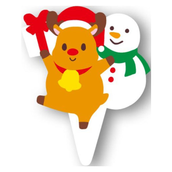 天満紙器 XG303 ケーキピック(ハッピートナカイ) 6090602 1ケース(500個(100個×5))（直送品）