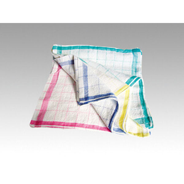 丸太衣料 ふきん 格子キッチンタオル 4色アソート 12枚入 372583 1袋（直送品）