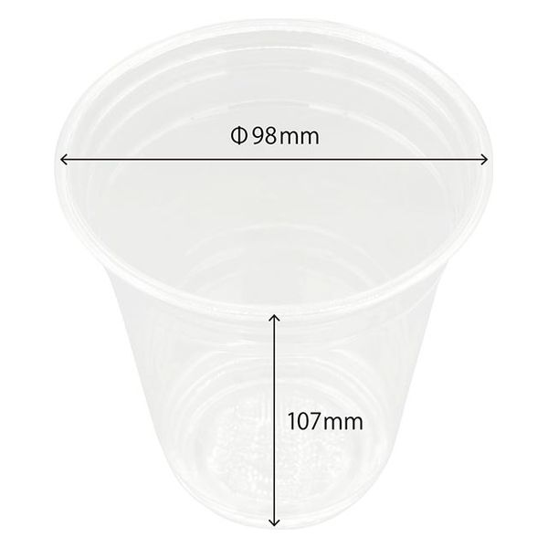 透明カップ バイオPETカップ HF98-12・14(φ98 12oz・14oz兼用) 31008865（直送品）
