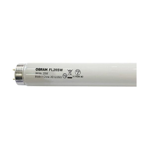 LEDVANCE OSRAM 直管蛍光ランプ グロー形 白色 20W FL20SW 1セット(25本) 688-8865（直送品）