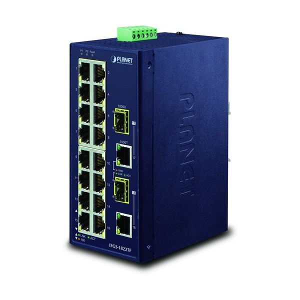 産業用ファストイーサネットスイッチギガ・SFPコンボポート付 IFGS-1822TF 1個（直送品）