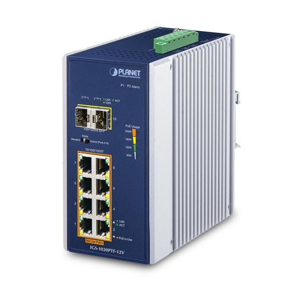 産業用PoE+ギガビットイーサネットスイッチSFPポート付 IGS-1020PTF-12V 1個（直送品）