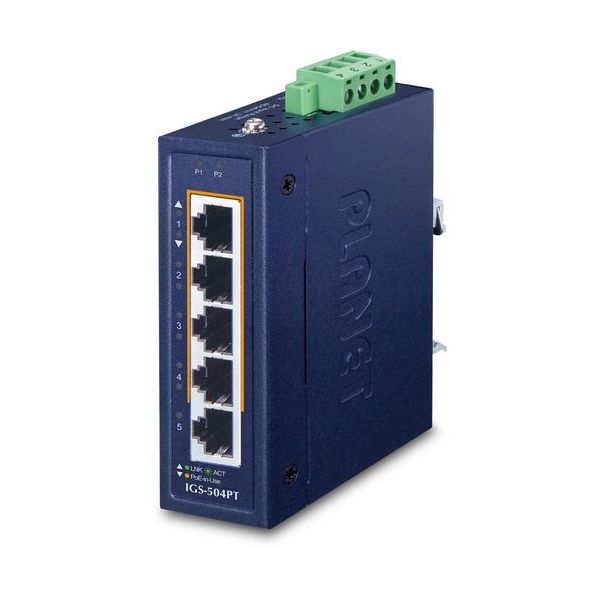 PLANET TechnologyCorporation 産業用PoE+ギガビットイーサネットスイッチ IGS-504PT 1個（直送品）