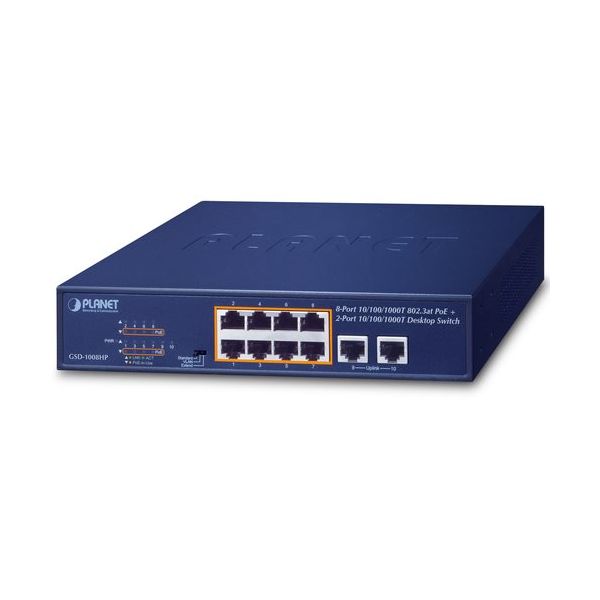 PLANET TechnologyCorporation PoE+ギガビットイーサネットスイッチ GSD-1008HP 1個（直送品）