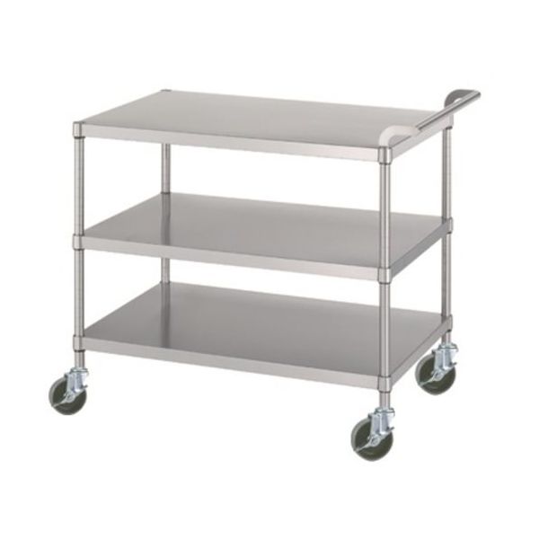 シンコー ステンレスワゴン(SUS304) 天地3段タイプ φ100ウレタン車 750×450×800 MN03-7545-U100 1台（直送品）